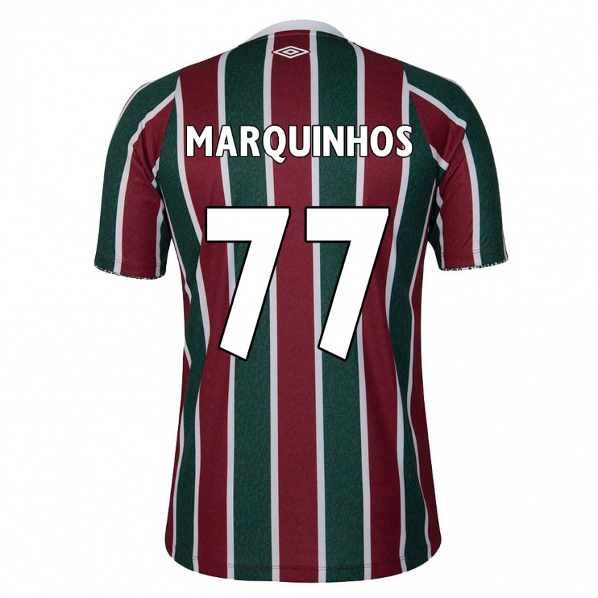 Kids Football Marquinhos #77 Green Maroon White Home Jersey 2024/25 T-Shirt