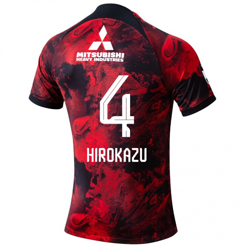 Kids Football Hirokazu Ishihara #4 Red Black Home Jersey 2024/25 T-Shirt