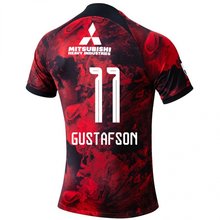 Kids Football Samuel Gustafson #11 Red Black Home Jersey 2024/25 T-Shirt