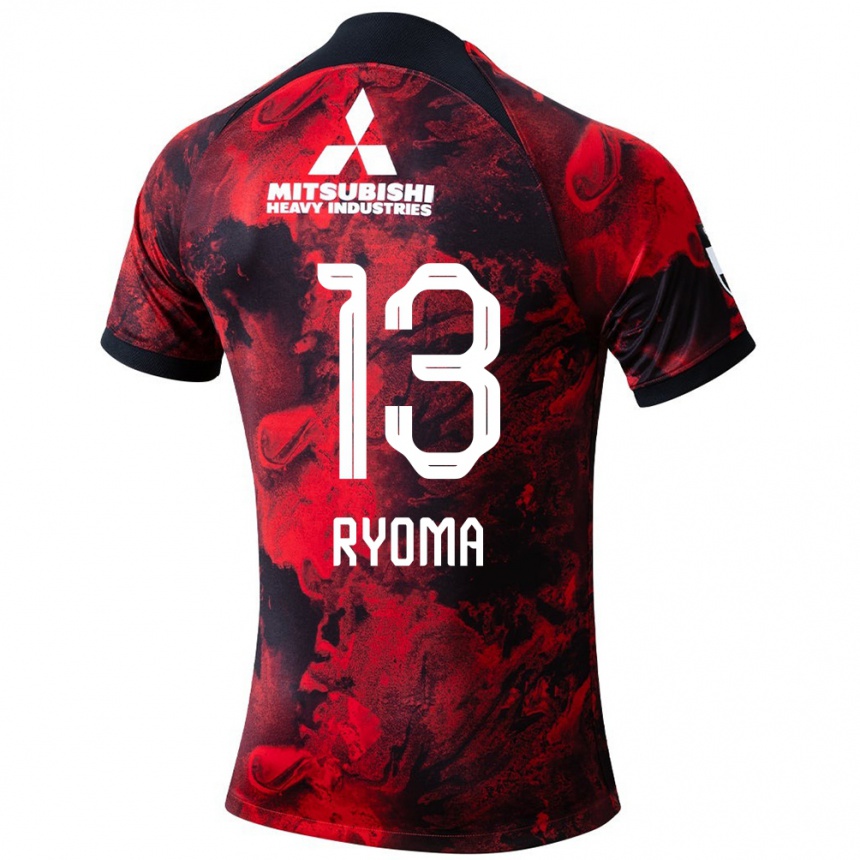 Kids Football Ryoma Watanabe #13 Red Black Home Jersey 2024/25 T-Shirt