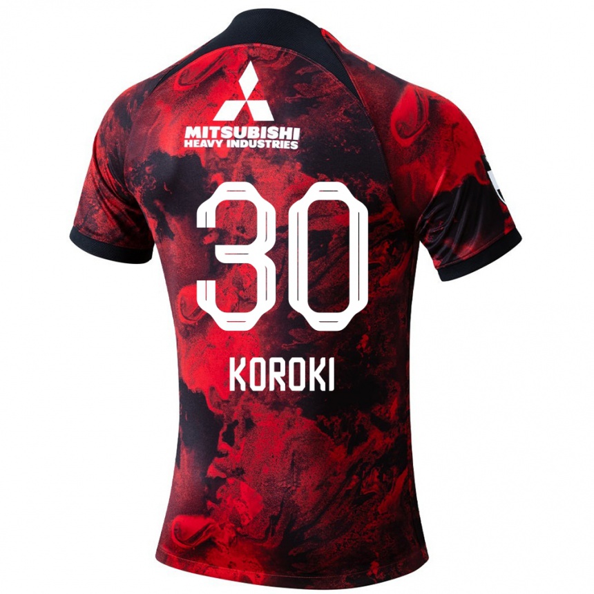 Kids Football Shinzo Koroki #30 Red Black Home Jersey 2024/25 T-Shirt