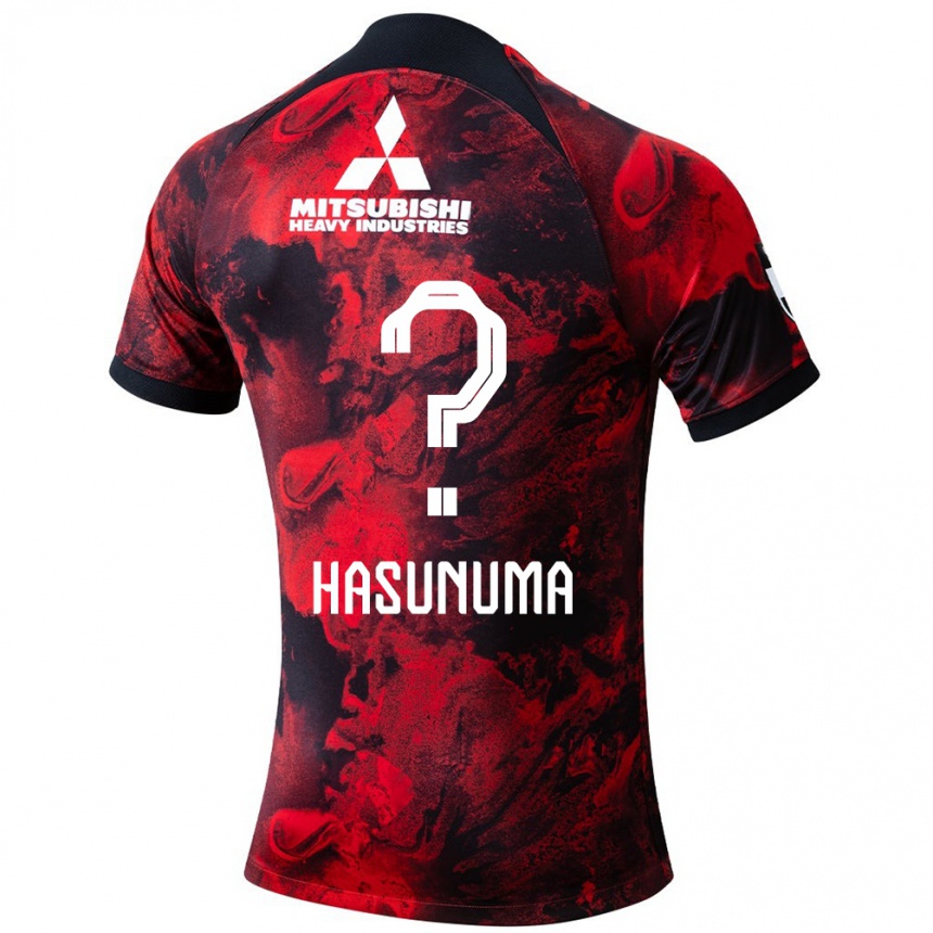 Kids Football Shunsuke Hasunuma #0 Red Black Home Jersey 2024/25 T-Shirt