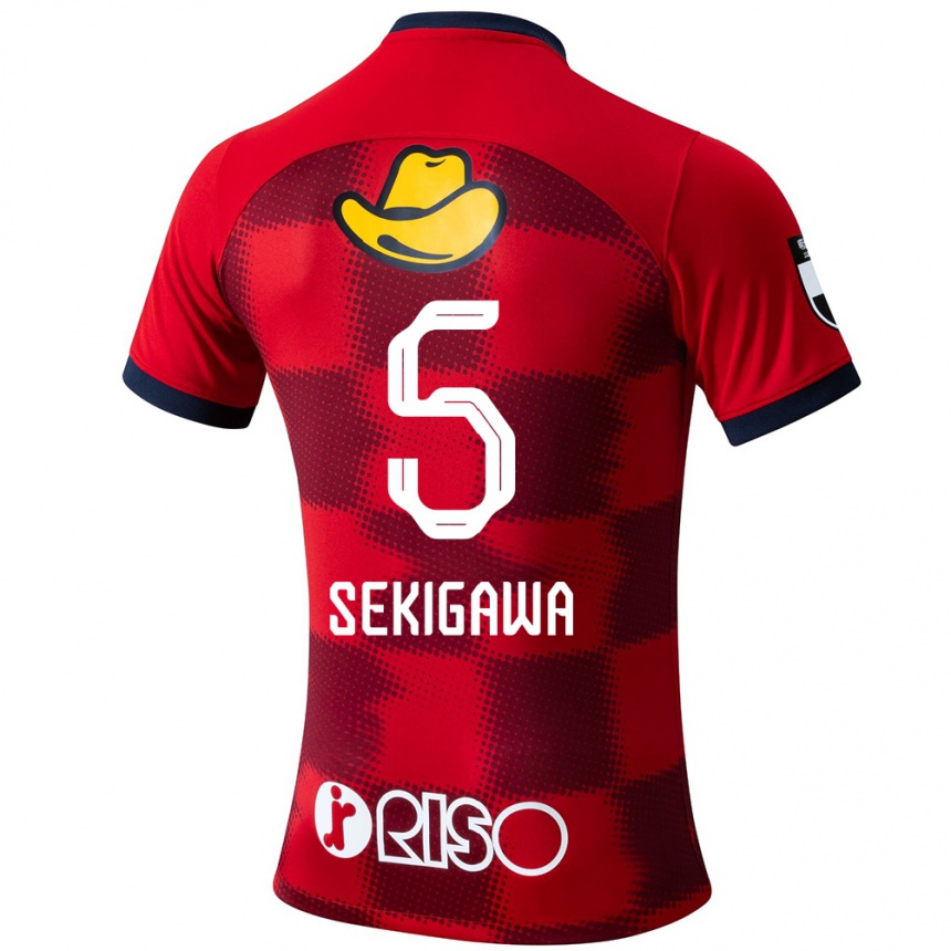 Kids Football Ikuma Sekigawa #5 Red Blue White Home Jersey 2024/25 T-Shirt