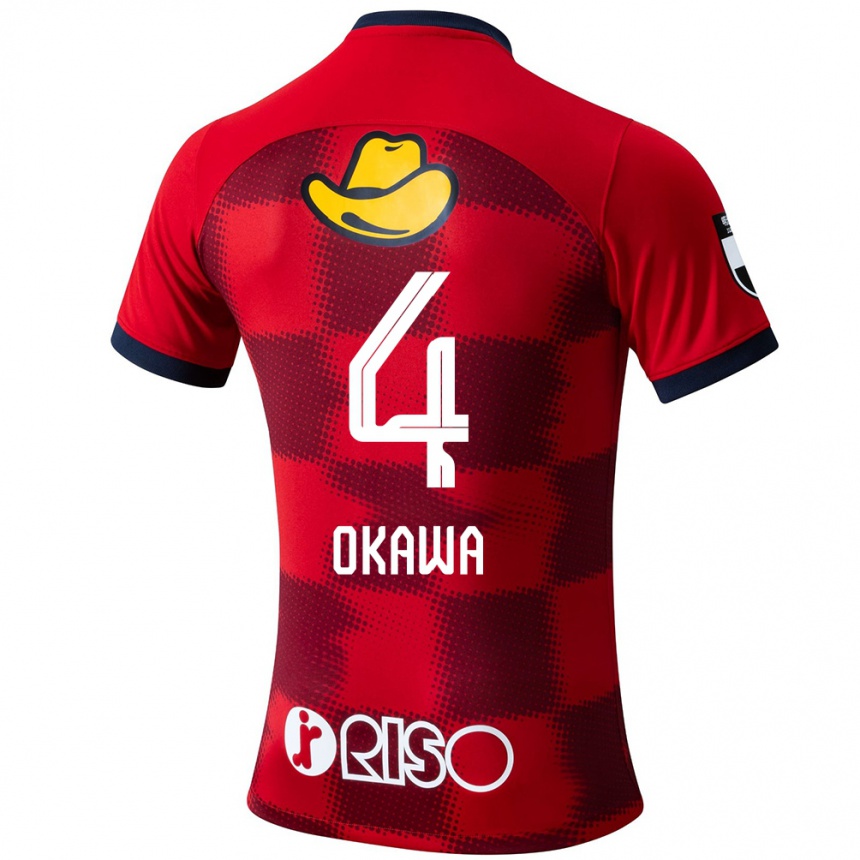 Kids Football Yugo Okawa #4 Red Blue White Home Jersey 2024/25 T-Shirt