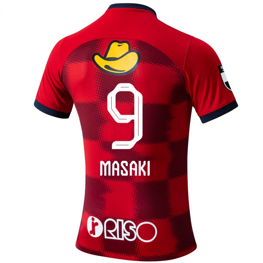 Kids Football Hiroto Masaki #9 Red Blue White Home Jersey 2024/25 T-Shirt