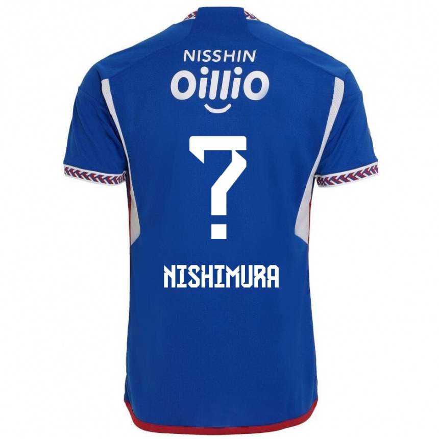 Kids Football Takuma Nishimura #0 Blue White Red Home Jersey 2024/25 T-Shirt