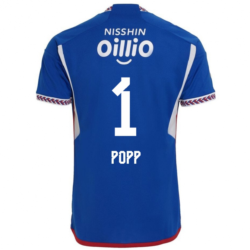 Kids Football William Popp #1 Blue White Red Home Jersey 2024/25 T-Shirt