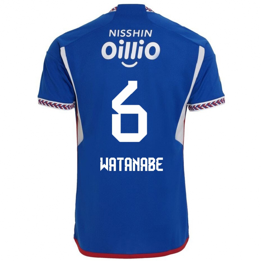 Kids Football Kota Watanabe #6 Blue White Red Home Jersey 2024/25 T-Shirt