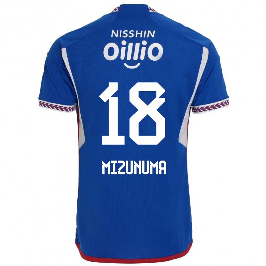 Kids Football Kota Mizunuma #18 Blue White Red Home Jersey 2024/25 T-Shirt