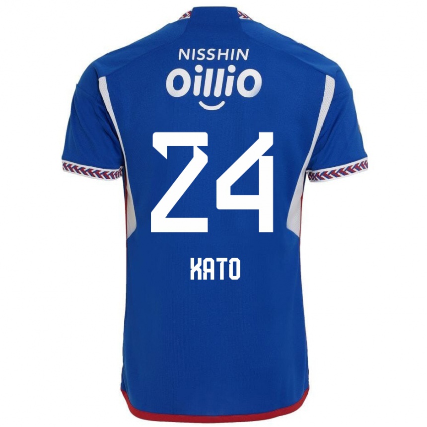 Kids Football Hijiri Kato #24 Blue White Red Home Jersey 2024/25 T-Shirt