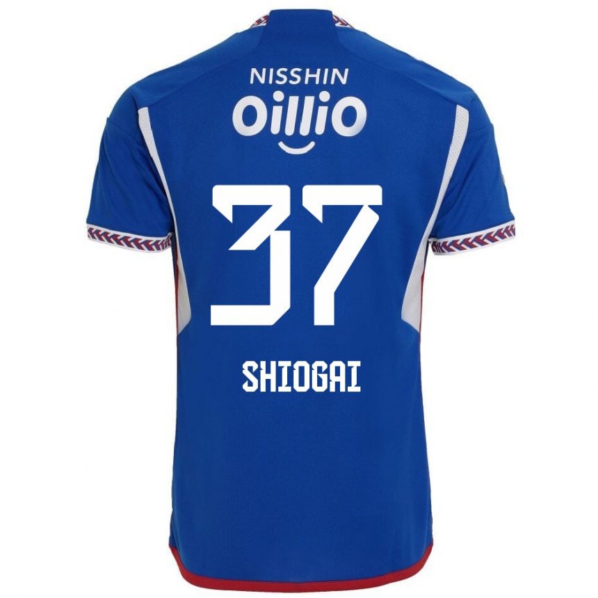 Kids Football Kento Shiogai #37 Blue White Red Home Jersey 2024/25 T-Shirt