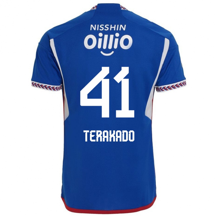 Kids Football Riku Terakado #41 Blue White Red Home Jersey 2024/25 T-Shirt