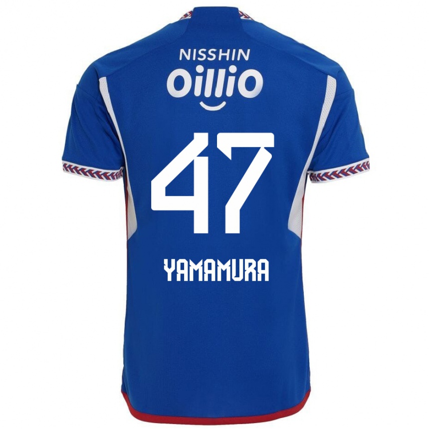 Kids Football Kazuya Yamamura #47 Blue White Red Home Jersey 2024/25 T-Shirt