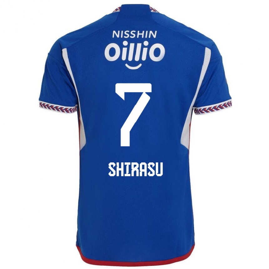 Kids Football Kento Shirasu #7 Blue White Red Home Jersey 2024/25 T-Shirt