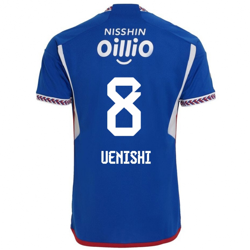 Kids Football Haruki Uenishi #8 Blue White Red Home Jersey 2024/25 T-Shirt