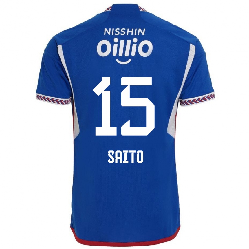 Kids Football Haru Saito #15 Blue White Red Home Jersey 2024/25 T-Shirt