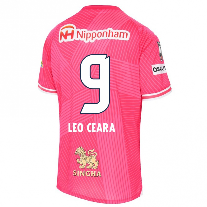 Kids Football Léo Ceará #9 Pink White Home Jersey 2024/25 T-Shirt