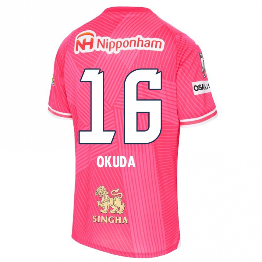 Kids Football Hayato Okuda #16 Pink White Home Jersey 2024/25 T-Shirt