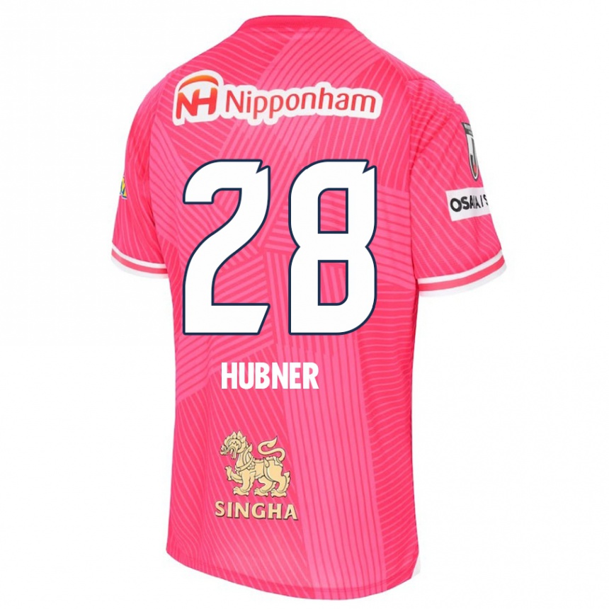 Kids Football Justin Hubner #28 Pink White Home Jersey 2024/25 T-Shirt