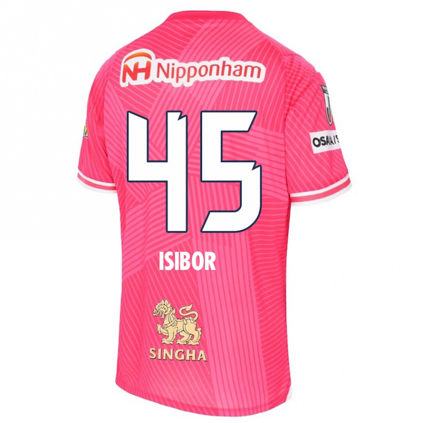 Kids Football Ken Isibor #45 Pink White Home Jersey 2024/25 T-Shirt