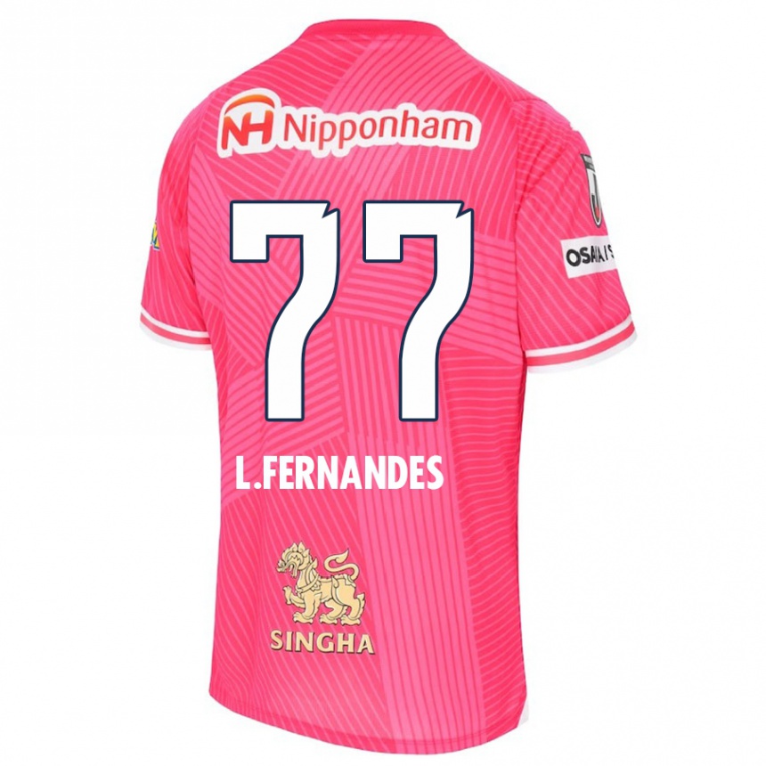 Kids Football Lucas Fernandes #77 Pink White Home Jersey 2024/25 T-Shirt