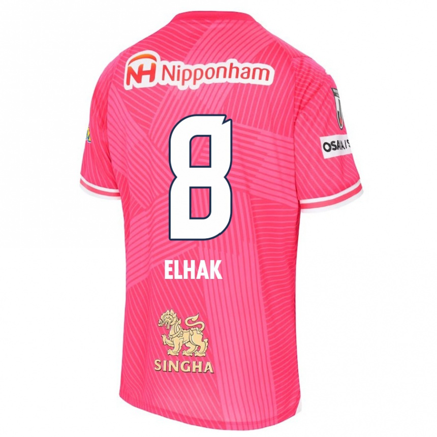 Kids Football Akuro Elhak #8 Pink White Home Jersey 2024/25 T-Shirt