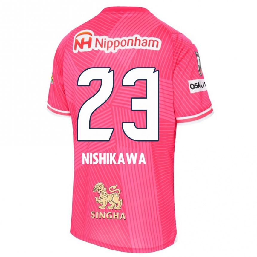 Kids Football Hiroki Nishikawa #23 Pink White Home Jersey 2024/25 T-Shirt