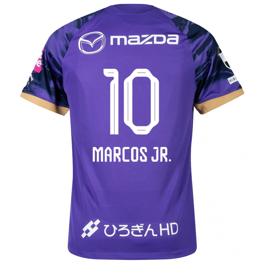 Kids Football Marcos Júnior #10 Purple White Home Jersey 2024/25 T-Shirt