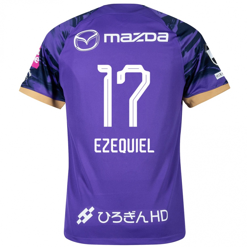 Kids Football Ezequiel #17 Purple White Home Jersey 2024/25 T-Shirt