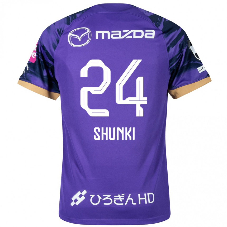 Kids Football Shunki Higashi #24 Purple White Home Jersey 2024/25 T-Shirt