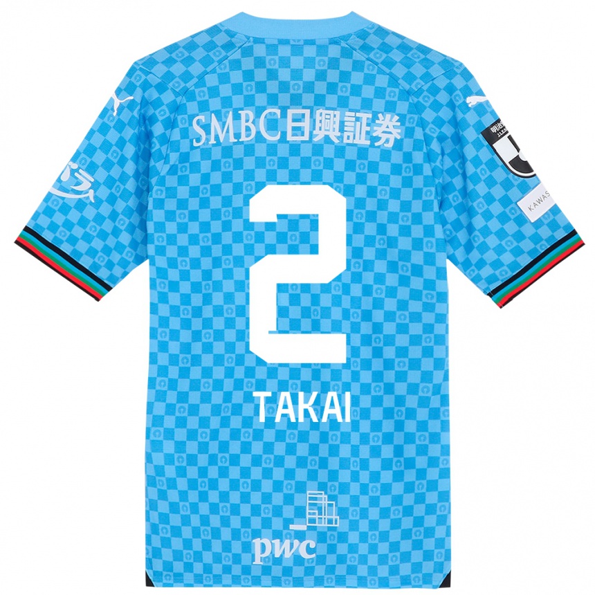 Kids Football Kota Takai #2 Azure Blue Home Jersey 2024/25 T-Shirt