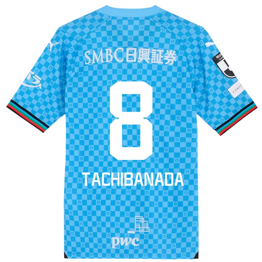 Kids Football Kento Tachibanada #8 Azure Blue Home Jersey 2024/25 T-Shirt