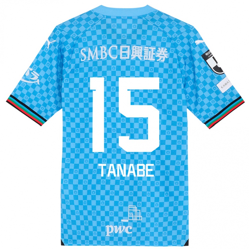 Kids Football Shuto Tanabe #15 Azure Blue Home Jersey 2024/25 T-Shirt