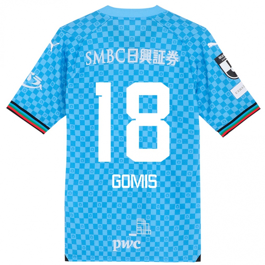 Kids Football Bafétimbi Gomis #18 Azure Blue Home Jersey 2024/25 T-Shirt