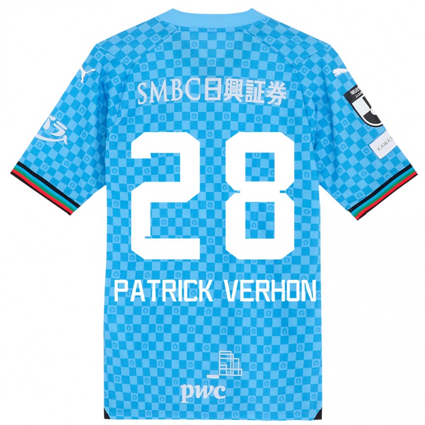 Kids Football Patrick Verhon #28 Azure Blue Home Jersey 2024/25 T-Shirt