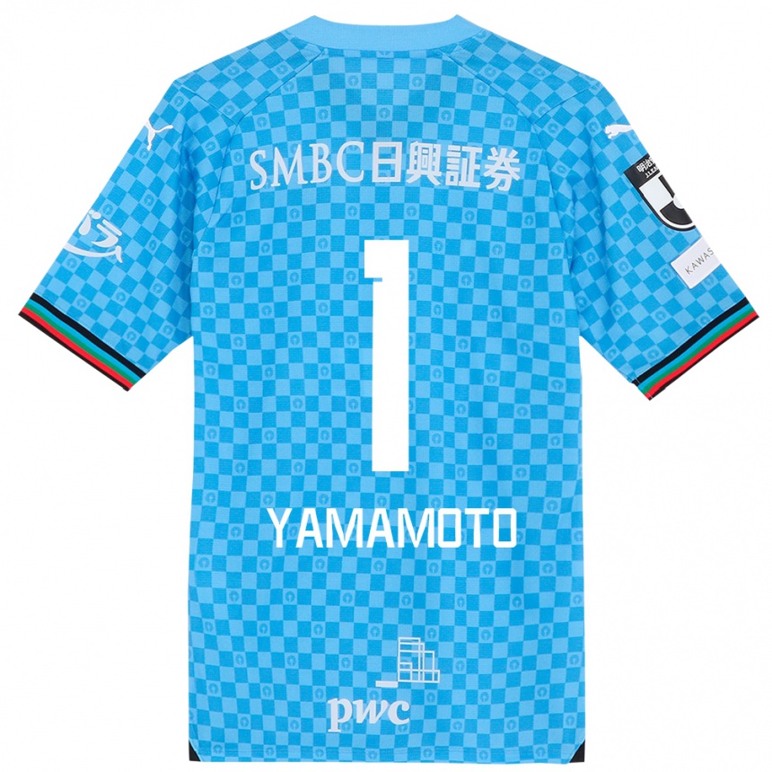 Kids Football Kensho Yamamoto #1 Azure Blue Home Jersey 2024/25 T-Shirt