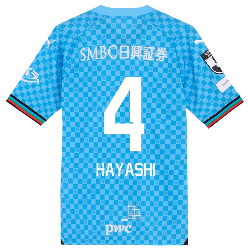 Kids Football Shunsuke Hayashi #4 Azure Blue Home Jersey 2024/25 T-Shirt