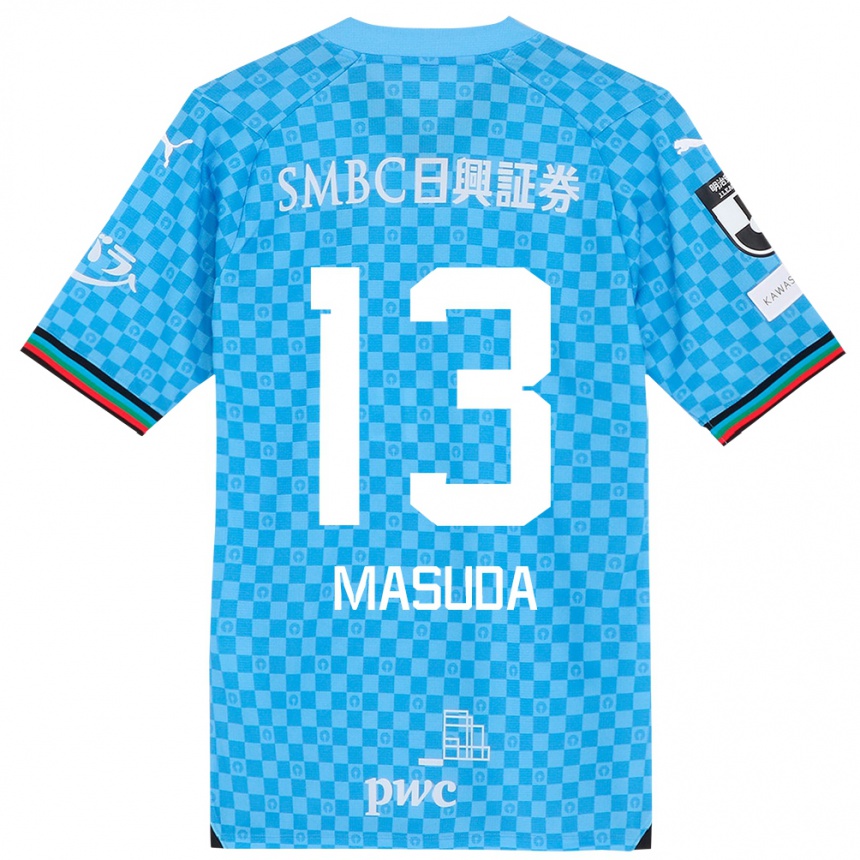 Kids Football Hinata Masuda #13 Azure Blue Home Jersey 2024/25 T-Shirt