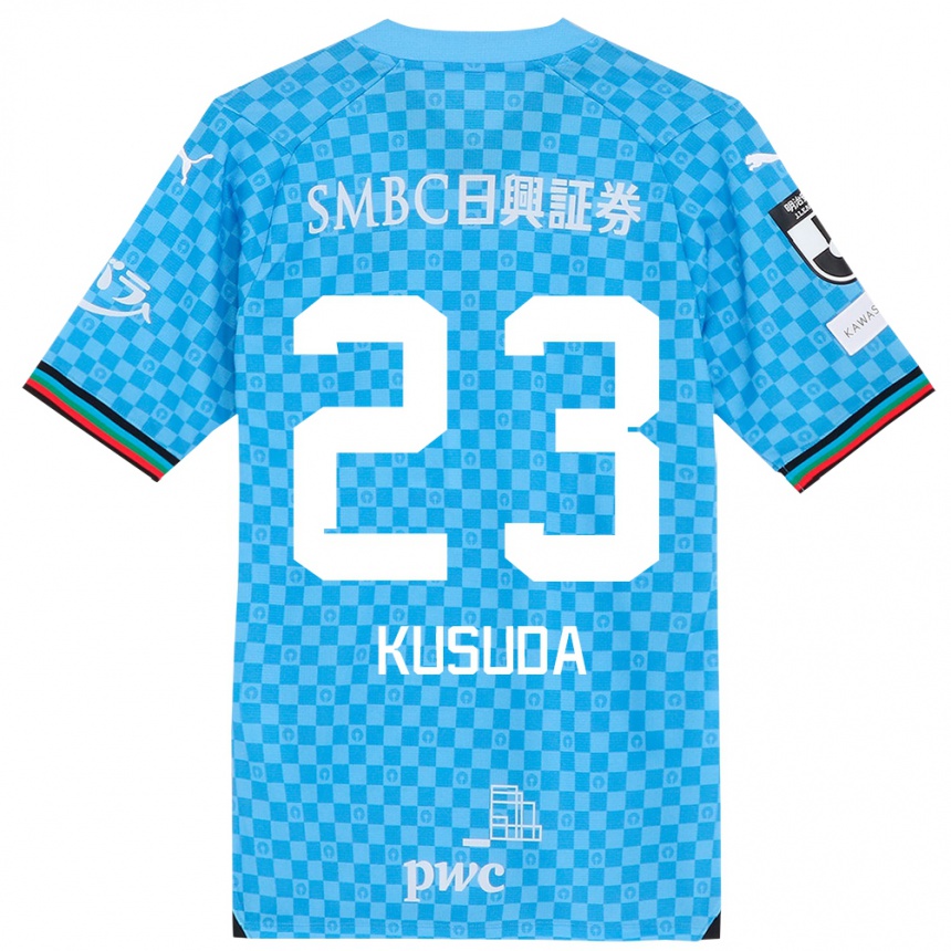 Kids Football Haruki Kusuda #23 Azure Blue Home Jersey 2024/25 T-Shirt