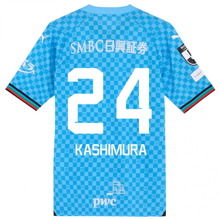 Kids Football Ryota Kashimura #24 Azure Blue Home Jersey 2024/25 T-Shirt