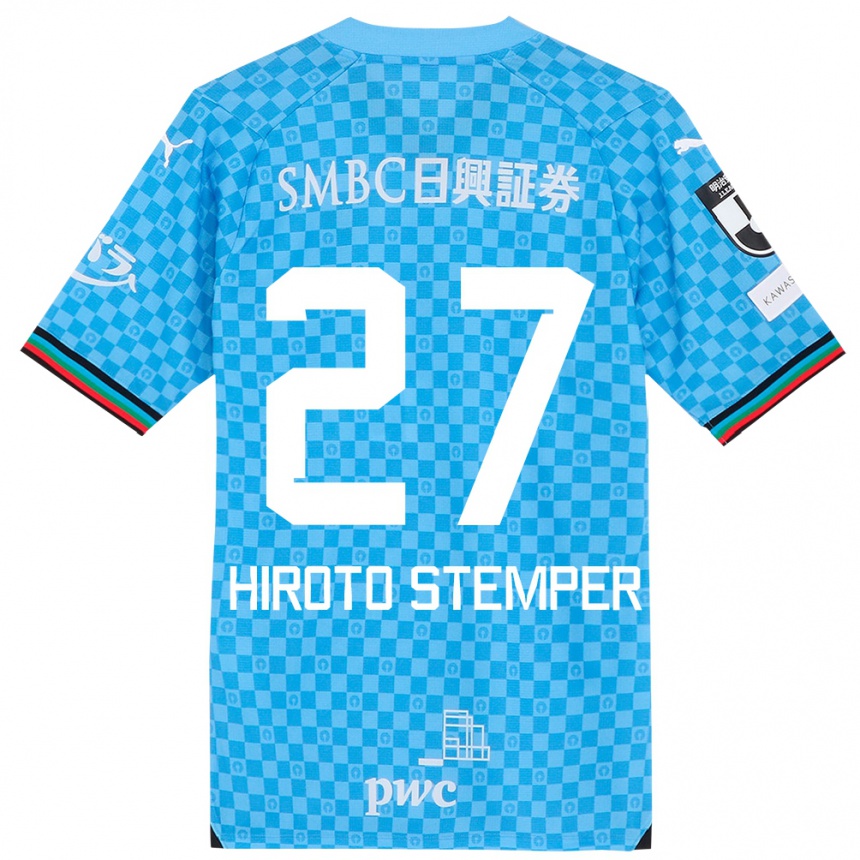 Kids Football Luka Hiroto Stemper #27 Azure Blue Home Jersey 2024/25 T-Shirt