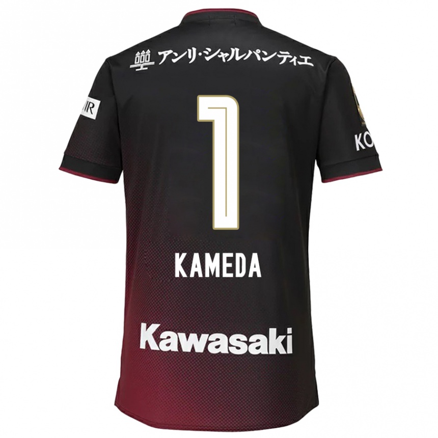 Kids Football Taiga Kameda #1 Black Red Home Jersey 2024/25 T-Shirt