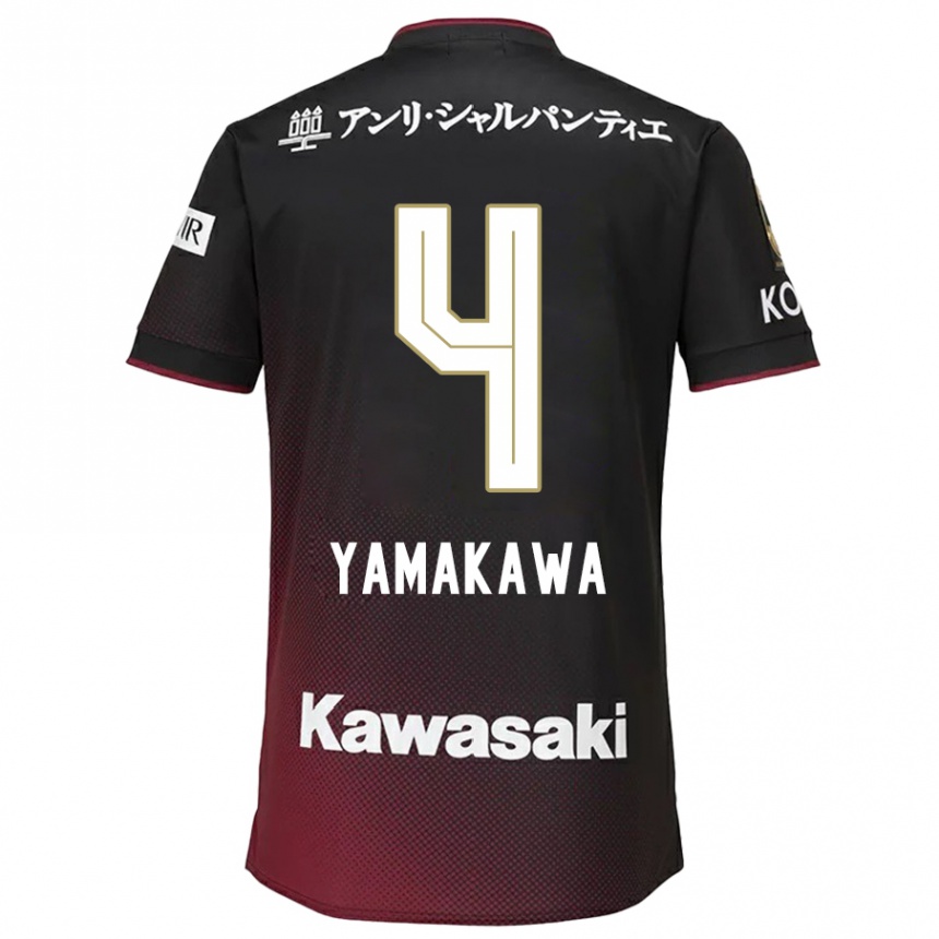 Kids Football Tetsushi Yamakawa #4 Black Red Home Jersey 2024/25 T-Shirt