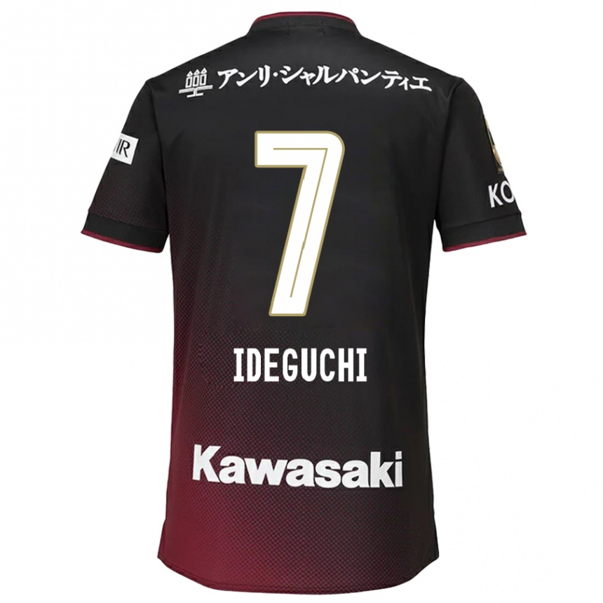 Kids Football Yosuke Ideguchi #7 Black Red Home Jersey 2024/25 T-Shirt