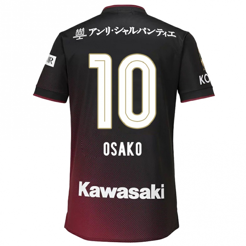 Kids Football Yuya Osako #10 Black Red Home Jersey 2024/25 T-Shirt