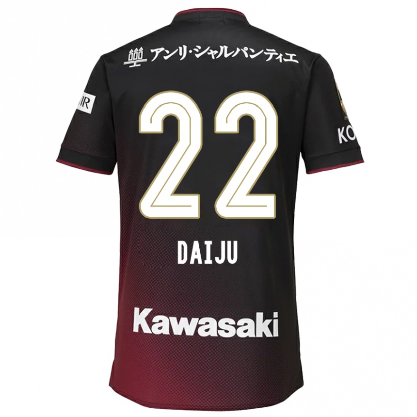 Kids Football Daiju Sasaki #22 Black Red Home Jersey 2024/25 T-Shirt