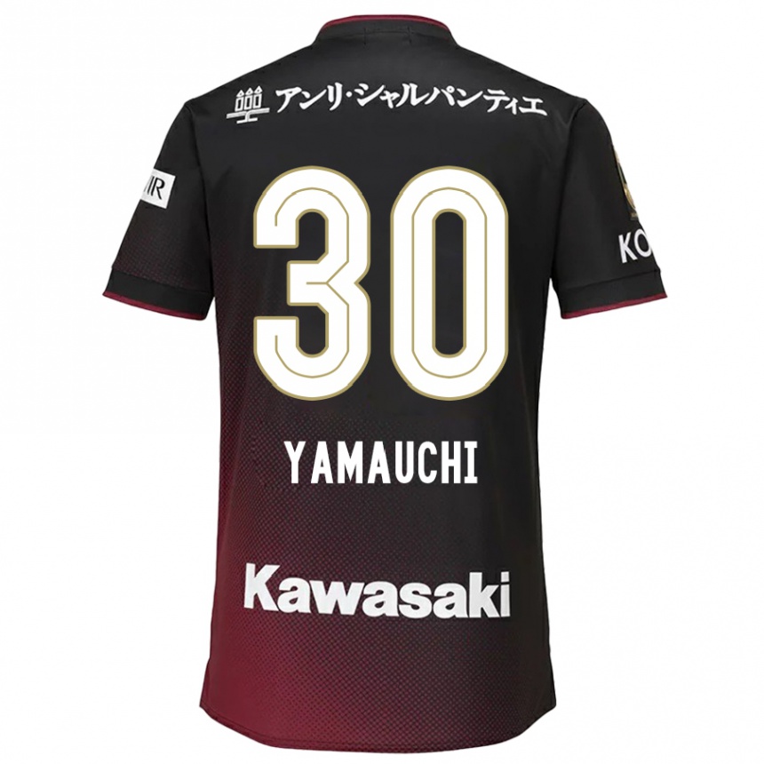 Kids Football Kakeru Yamauchi #30 Black Red Home Jersey 2024/25 T-Shirt