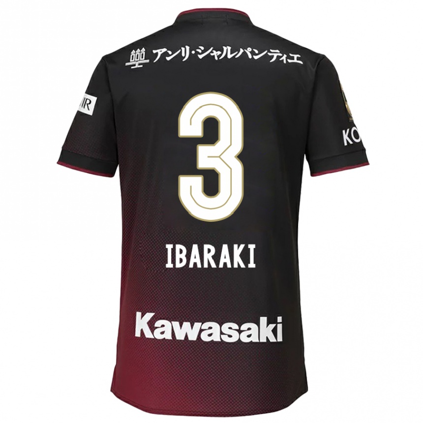 Kids Football Riku Ibaraki #3 Black Red Home Jersey 2024/25 T-Shirt