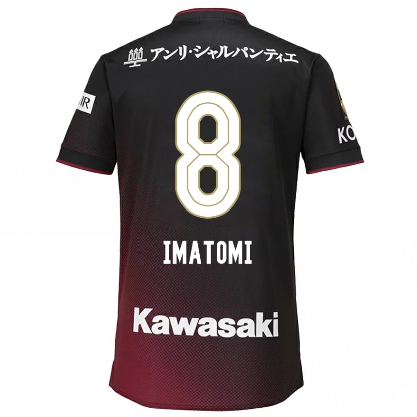 Kids Football Teruya Imatomi #8 Black Red Home Jersey 2024/25 T-Shirt