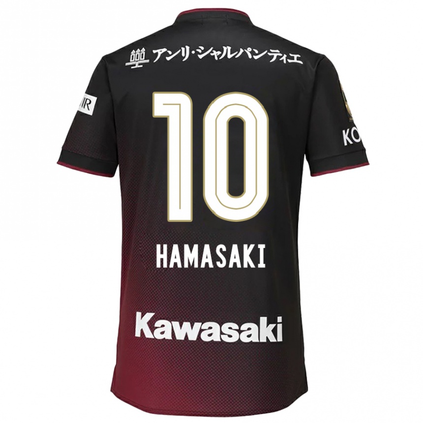 Kids Football Kento Hamasaki #10 Black Red Home Jersey 2024/25 T-Shirt